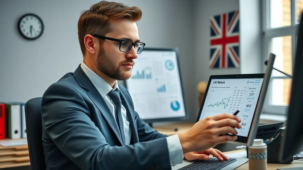 UK accountant using accounting & bookkeeping software for small businesses to review digital VAT return and MTD documents