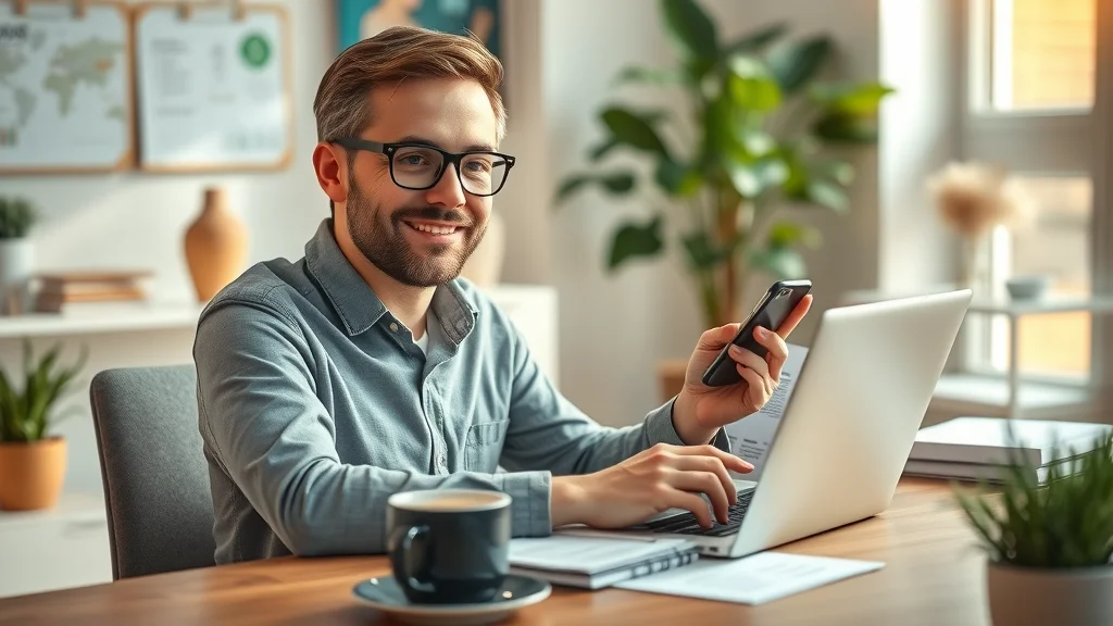 small business owner using accounting & bookkeeping software for small businesses, reviewing finances with confidence