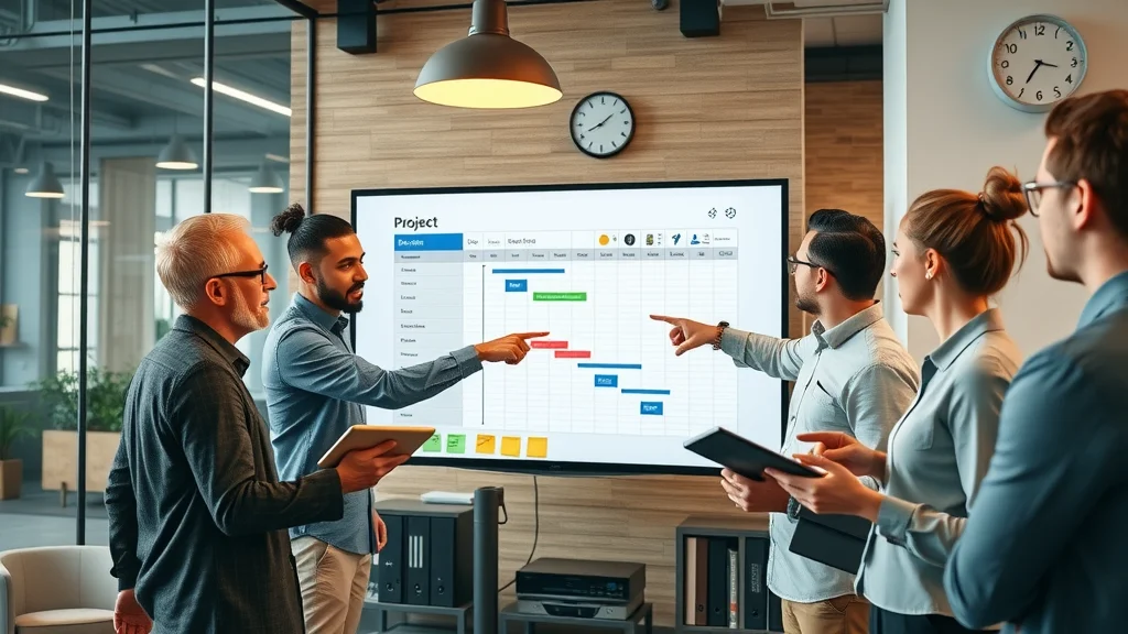Small business team collaborates using project management software tools