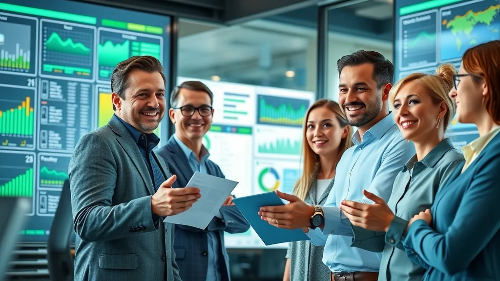 project management automation tools, team collaborating on automated task lists and progress charts in a digital office control center