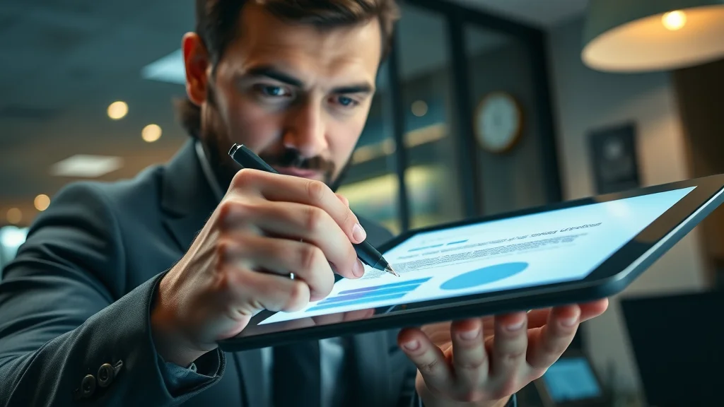 Focused professional accelerating digital document signing with esignature software for time-sensitive business deals