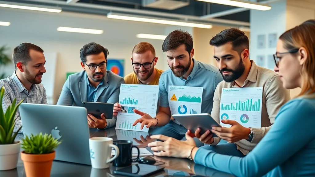 diverse small business owners comparing online accounting software dashboards on multiple devices