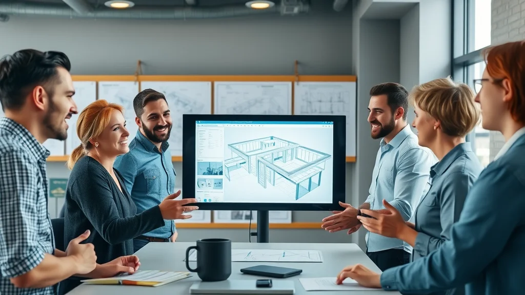 small team collaborating with ArchiCAD software architecture tools on a detailed BIM model for advanced architectural projects