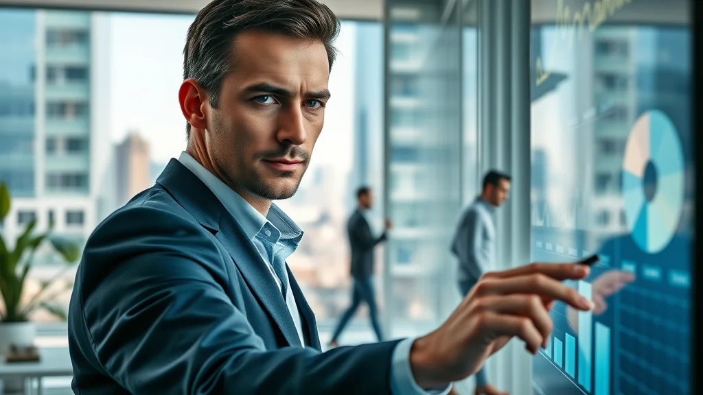 Professional using customer relationship management software applications dashboard in modern office with analytics overlays