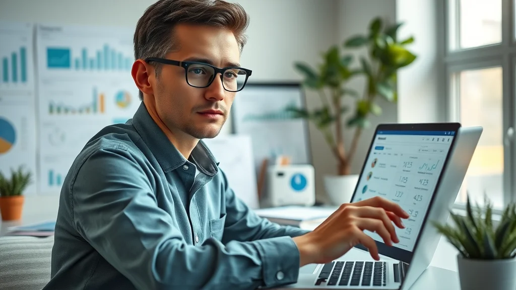 Professional bookkeeper uses accounting software to manage small business finances