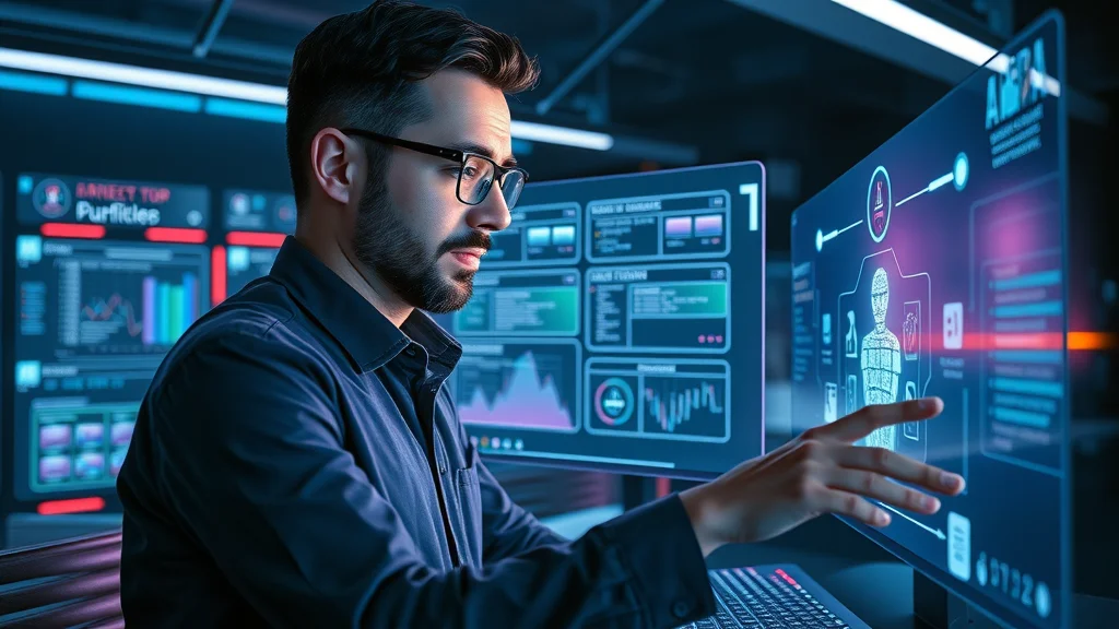 project management automation tools, visionary professional using AI-driven holographic project management dashboard in a futuristic workspace