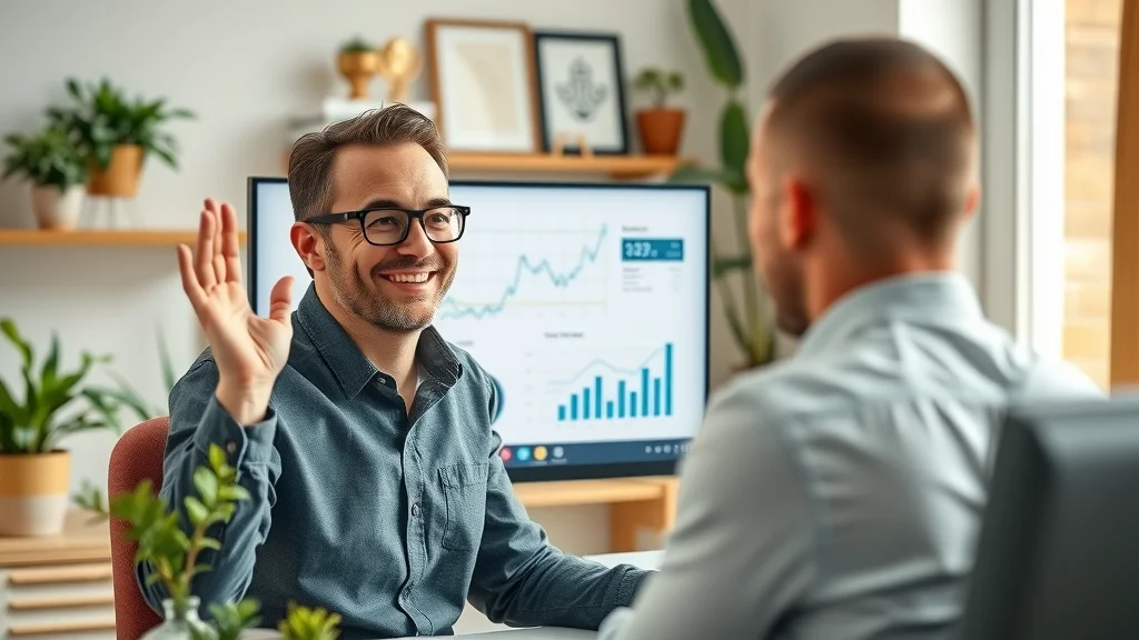 Satisfied client sharing productivity results on video call, time tracking and scheduling software success story, real business outcomes