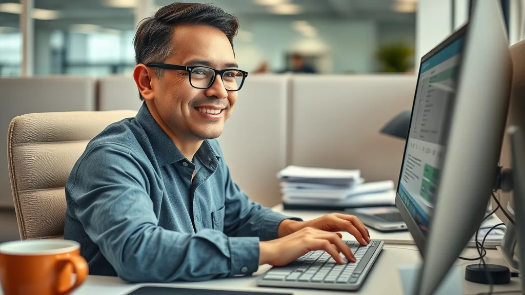 Efficient HR professional using payroll software for automated and streamlined HR tasks