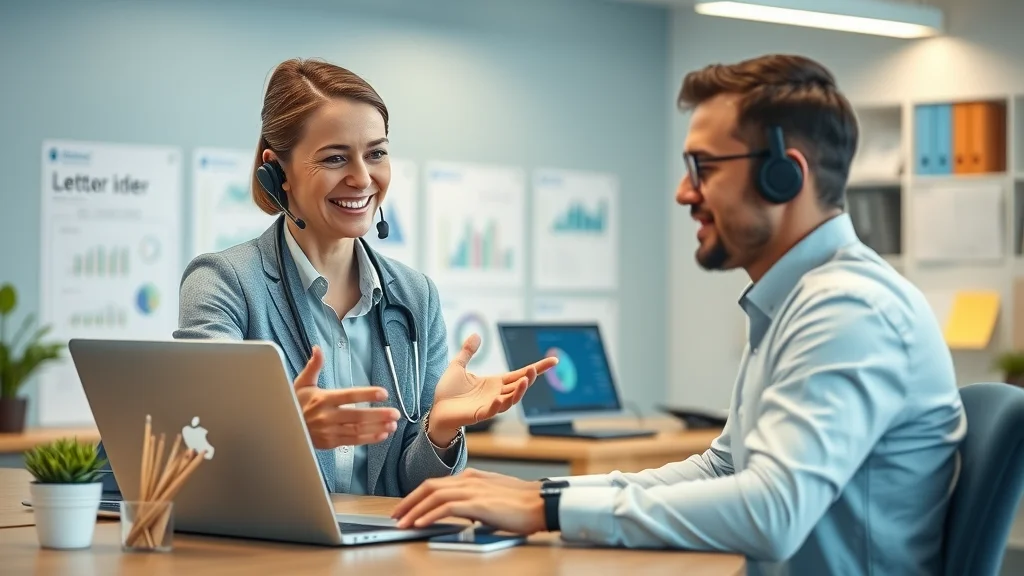 project management automation tools, helpful advisor giving technical advice to small business owner in neat office environment