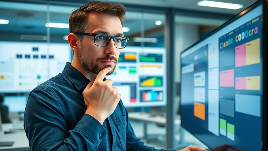 Project manager comparing multiple project management & task management software applications on a digital interface.