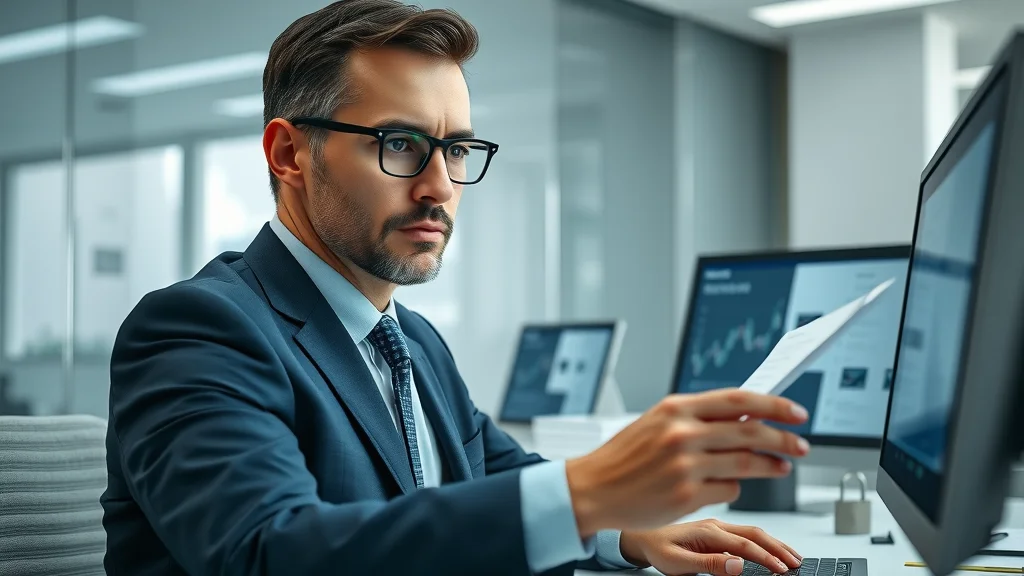 Financial consultant managing confidential correspondence with secure communication software