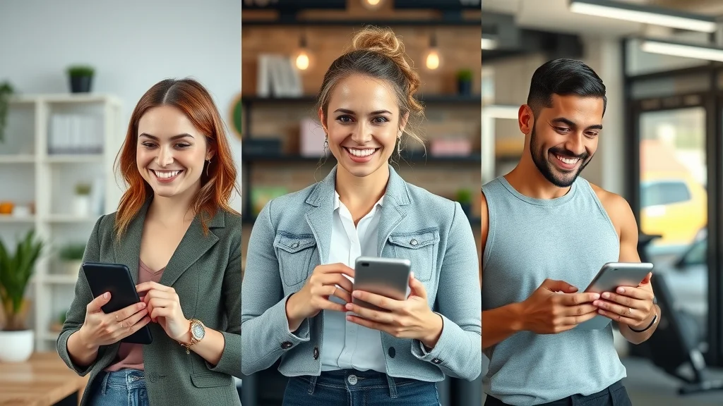 Diverse small business owners (wedding planner, real estate agent, fitness coach) successfully using customer relationship management software applications