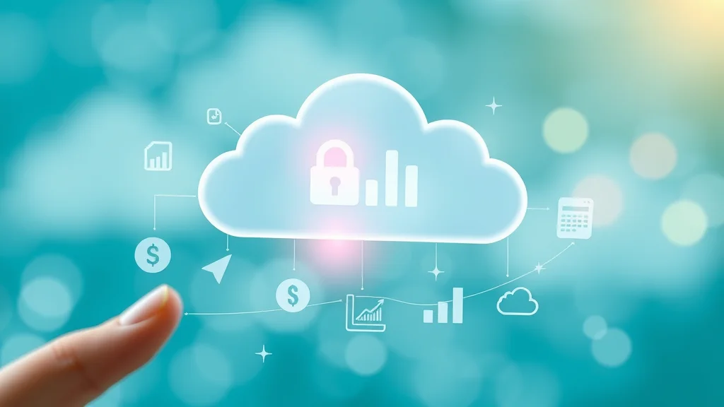 cloud-based accounting & bookkeeping software for small businesses with security, invoicing, analytics, and mobile app icons